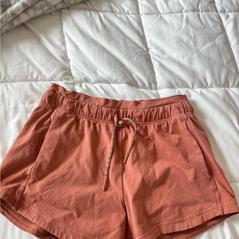 orange lululemon shorts